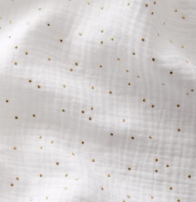 Double Gaze Blanc à Pois Dorés