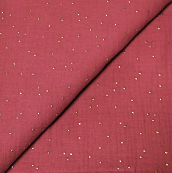 Double Gaze Framboise à Pois Dorés