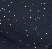 Double Gaze Bleu Nuit à Pois Dorés