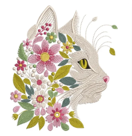 chat fleuri